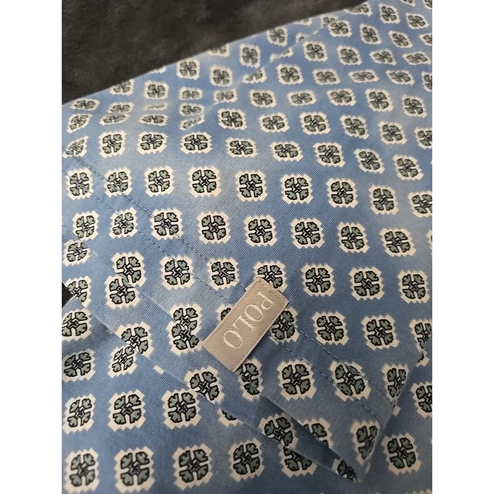 Ralph Lauren Polo Golf Short Sleeve Soft Cotton Polo Shirt Sz L Blue Snow Flakes